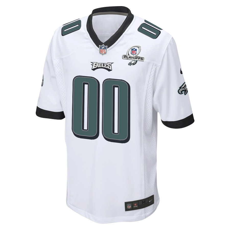 Philadelphia Eagles 2023 Playoffs Patch Game Men Custom Jersey - White - myjerseyhub