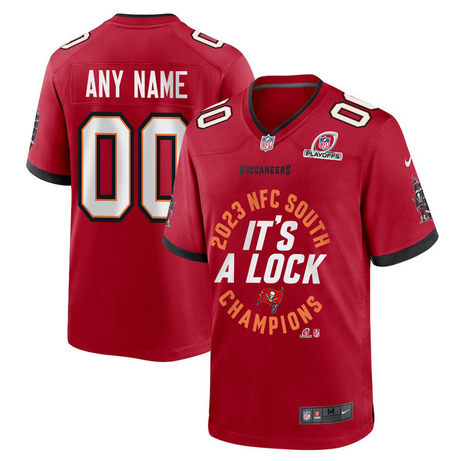 Tampa Bay Buccaneers 2023 NFC South Division Champions Locker Room Trophy Game Men Custom Jersey - Red - myjerseyhub