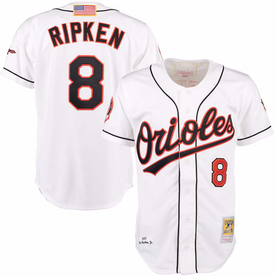 Men's Baltimore Orioles Cal Ripken Mitchell & Ness White Home Authentic Jersey - myjerseyhub