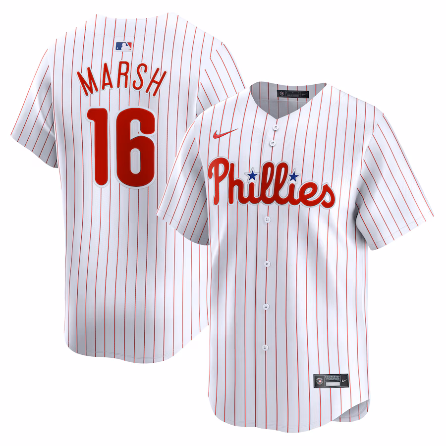 Youth Philadelphia Phillies Brandon Marsh Nike White Home Limited Player Jersey - myjerseyhub
