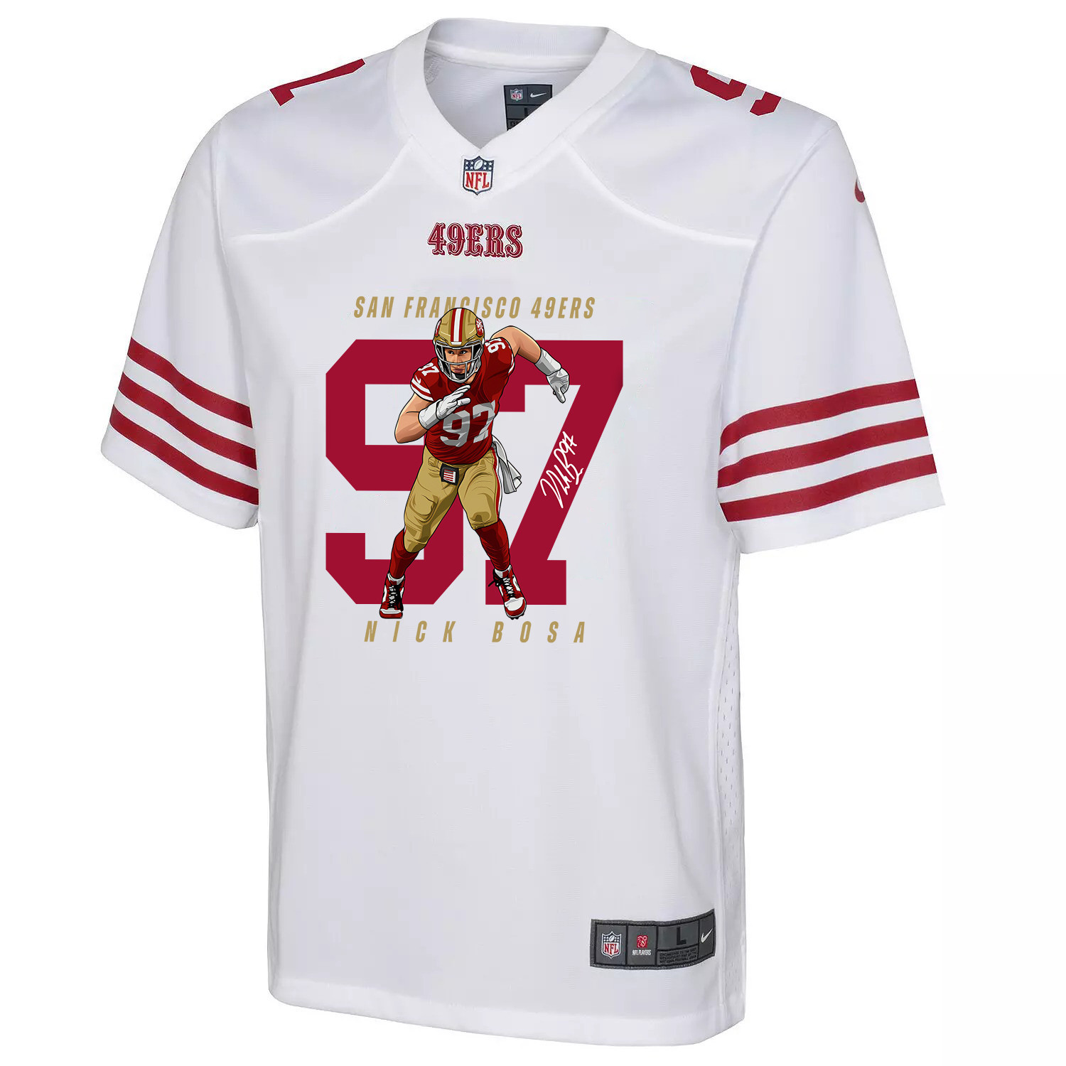 Nick Bosa 97 San Francisco 49ers Run Bosa Run Game YOUTH Jersey - White - myjerseyhub