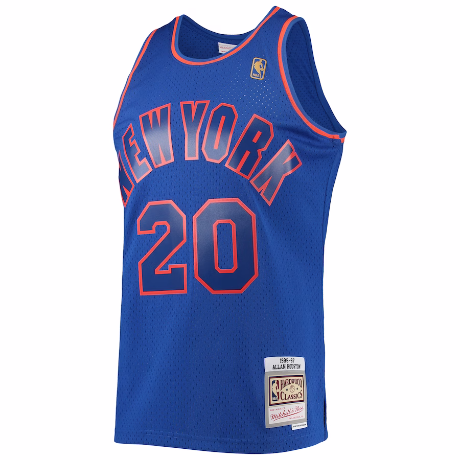 Men's New York Knicks Allan Houston Mitchell & Ness Blue 1996-97 Throwback Dark Swingman Jersey - myjerseyhub