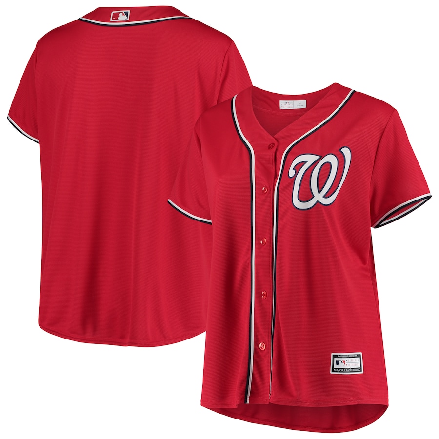 Women's Washington Nationals Red Plus Size Alternate Replica Team Jersey - myjerseyhub