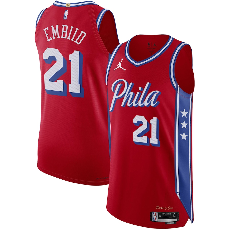 Men's Philadelphia 76ers Joel Embiid Jordan Brand Red Authentic Player Jersey - myjerseyhub