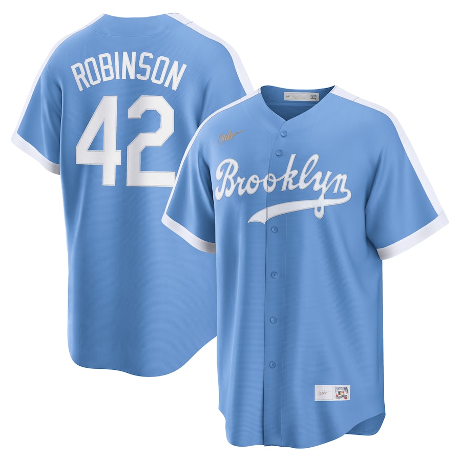 Men's Brooklyn Dodgers Jackie Robinson Light Blue Alternate Cooperstown Collection Player Jersey - myjerseyhub