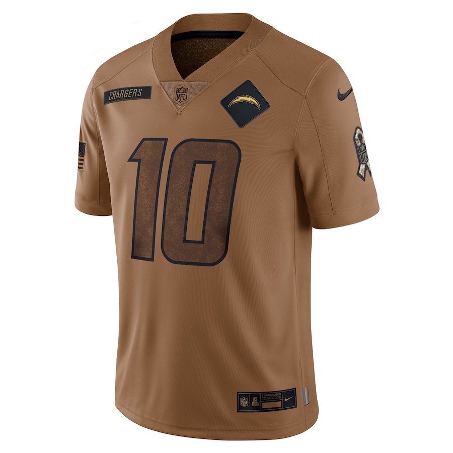 Mens Los Angeles Chargers Justin Herbert Brown 2023 Salute To Service Limited Jersey - myjerseyhub