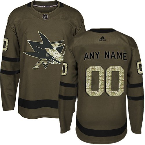 Youth Custom San Jose Sharks Green Salute to Service Stitched NHL Jersey - myjerseyhub