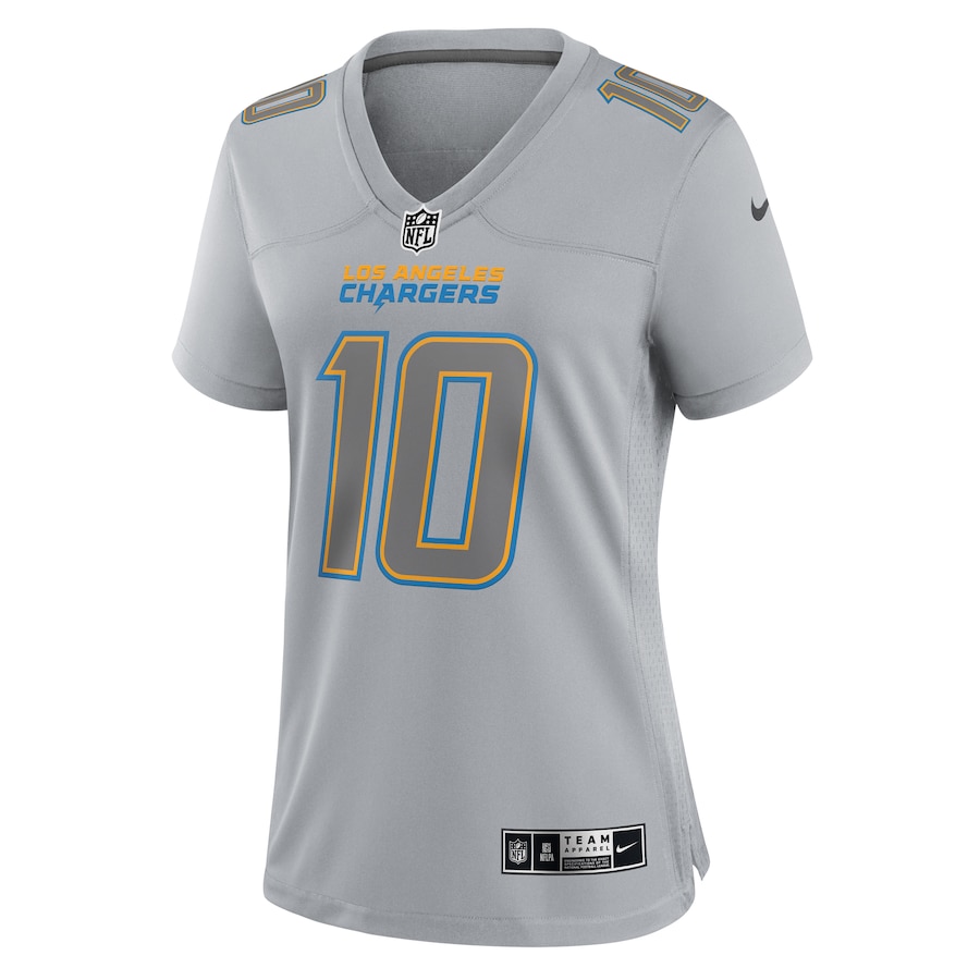 Womens Los Angeles Chargers Justin Herbert Gray Atmosphere Fashion Game Jersey - myjerseyhub