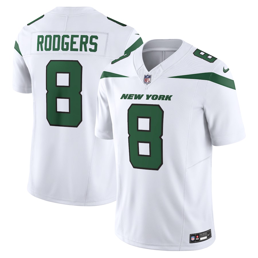 Mens New York Jets Aaron Rodgers Spotlight White Vapor F.U.S.E. Limited Jersey - myjerseyhub