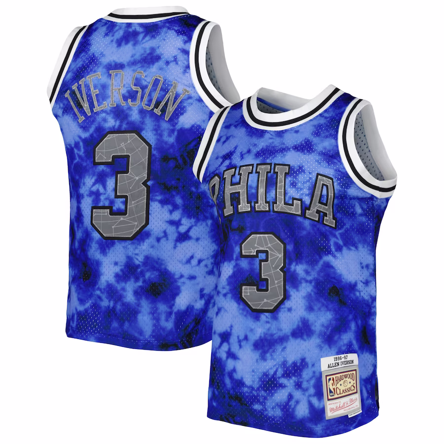 Men's Philadelphia 76ers Allen Iverson Mitchell & Ness Royal 1996/97 Galaxy Swingman Jersey - myjerseyhub
