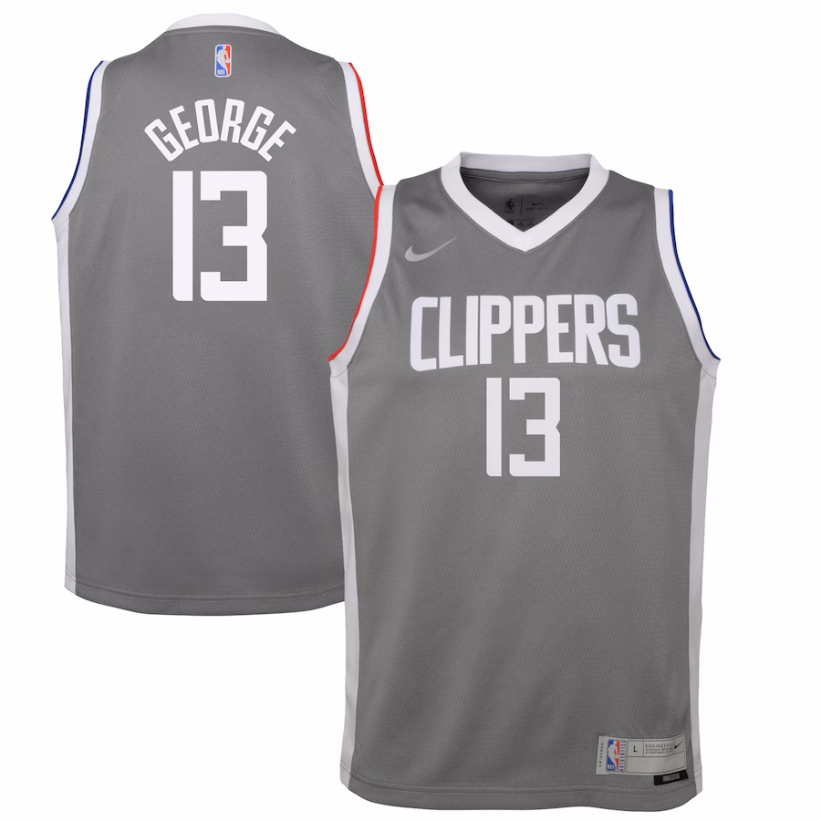Youth LA Clippers Paul George Nike Gray 2020/21 Swingman Player Jersey - Earned Edition - myjerseyhub