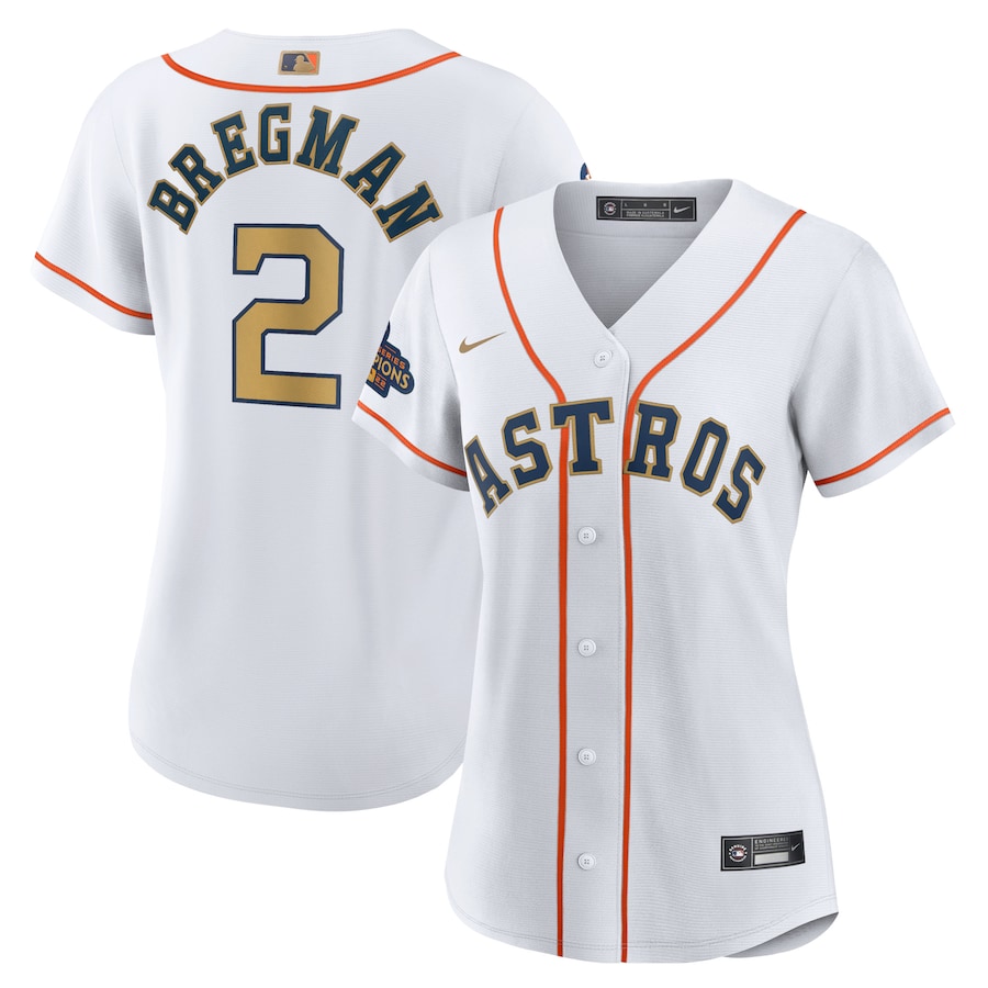 Women's Houston Astros Alex Bregman White/Gold 2023 Gold Collection Replica Player Jersey - myjerseyhub