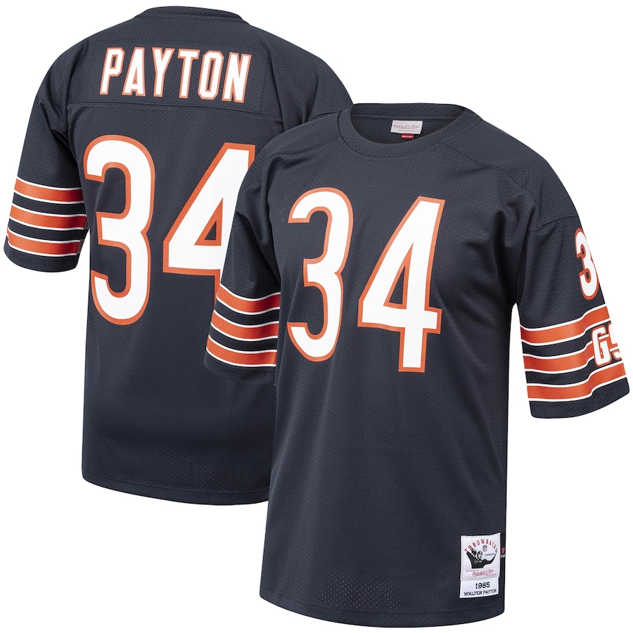 Mens Chicago Bears 1985 Walter Payton Navy Authentic Throwback Retired Player Jersey - myjerseyhub