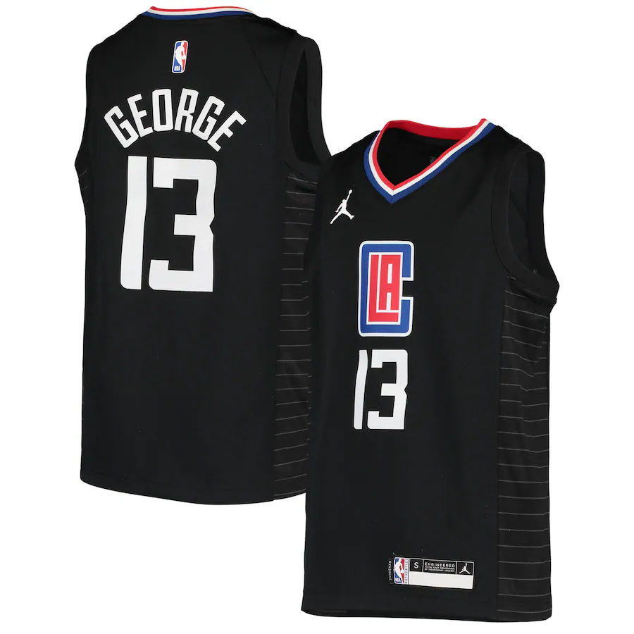 Youth LA Clippers Paul George Jordan Brand Black 2020/21 Swingman Player Jersey - Statement Edition - myjerseyhub