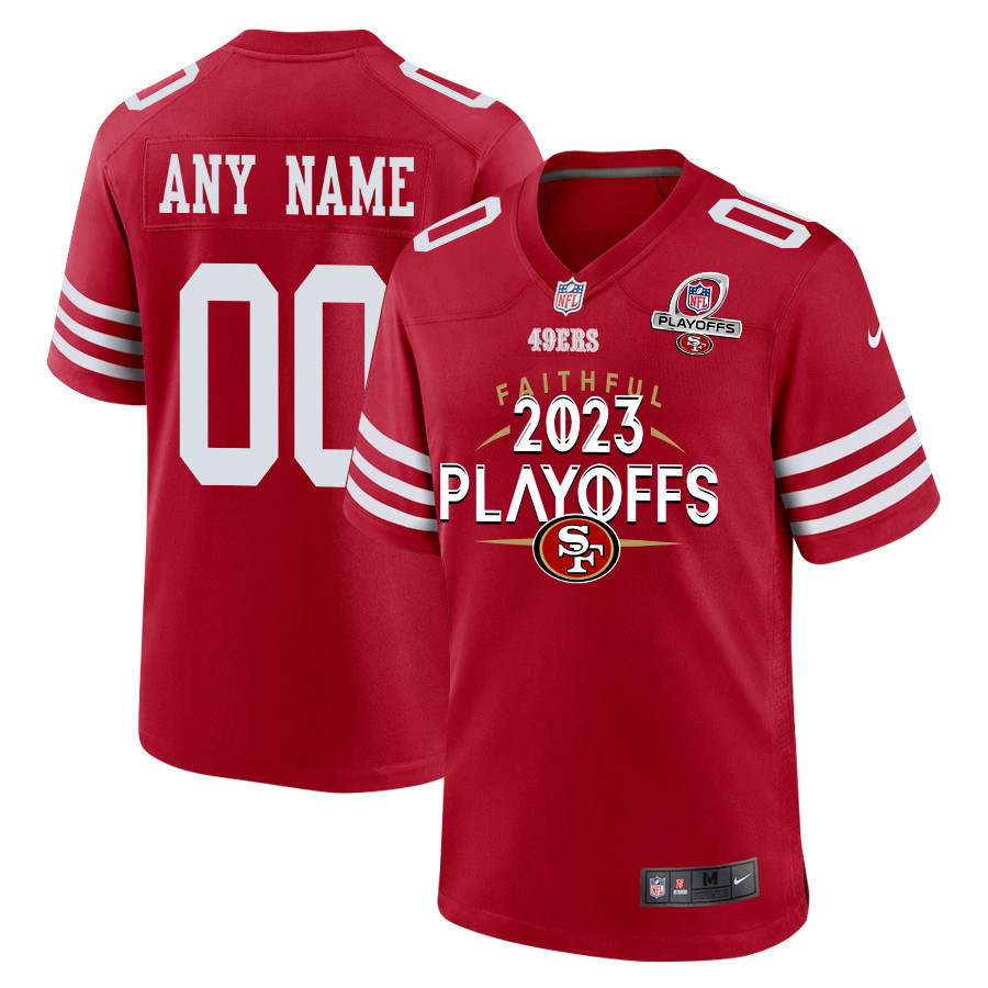 San Francisco 49ers Faithful 2023 Playoffs Game Men Custom Jersey - Scarlet - myjerseyhub