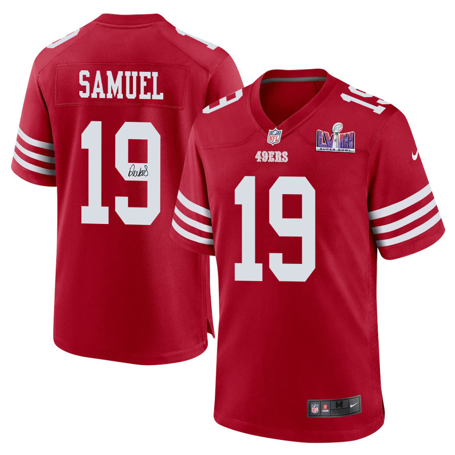 Deebo Samuel 19 Signed San Francisco 49ers Super Bowl LVIII Game Men Jersey - Scarlet - myjerseyhub
