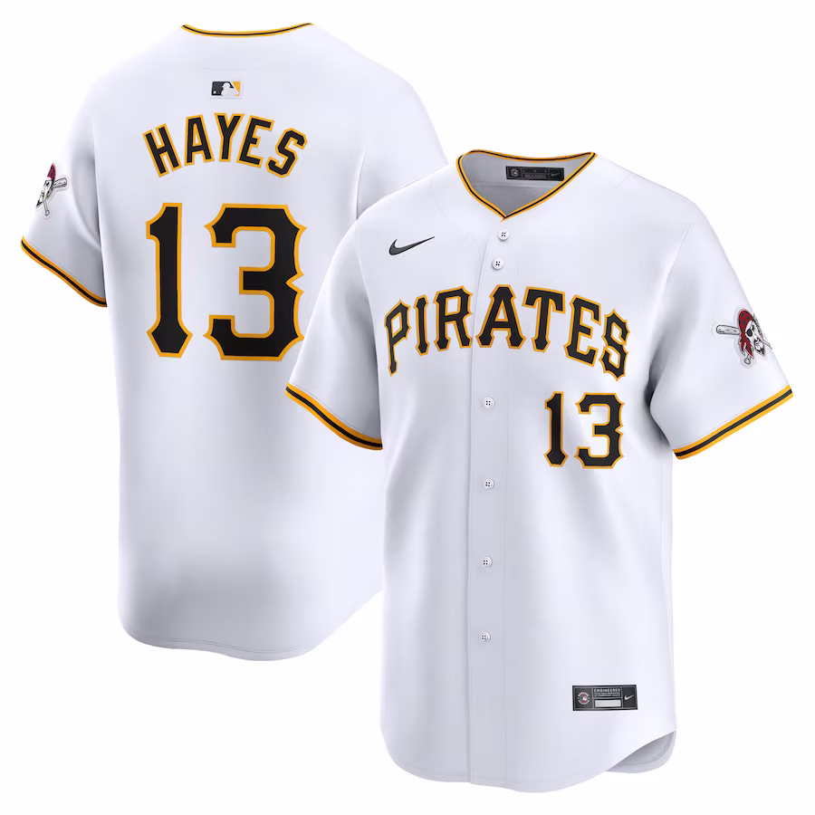 Youth Pittsburgh Pirates Ke'Bryan Hayes Nike White Home Limited Player Jersey - myjerseyhub