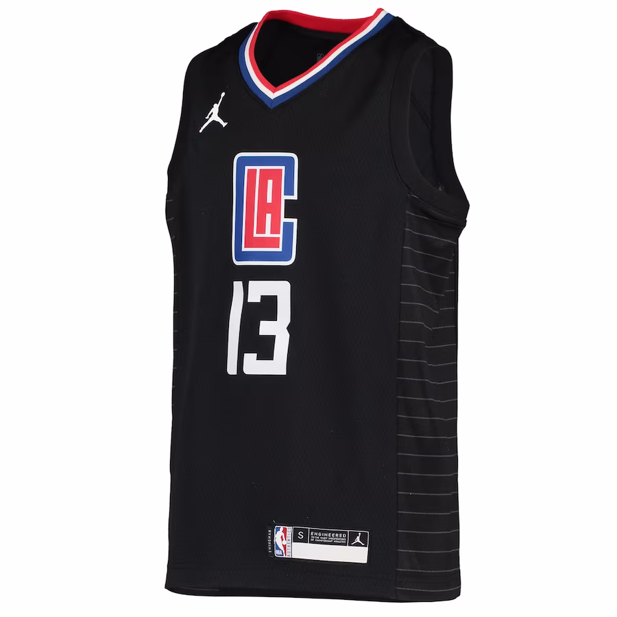 Youth LA Clippers Paul George Jordan Brand Black 2020/21 Swingman Player Jersey - Statement Edition - myjerseyhub