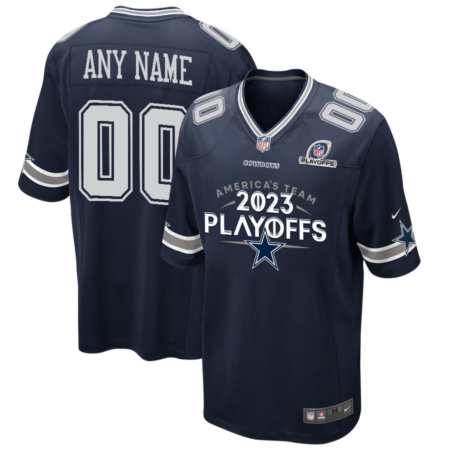 Dallas Cowboys America's Team 2023 Playoffs Game Men Custom Jersey - Navy - myjerseyhub
