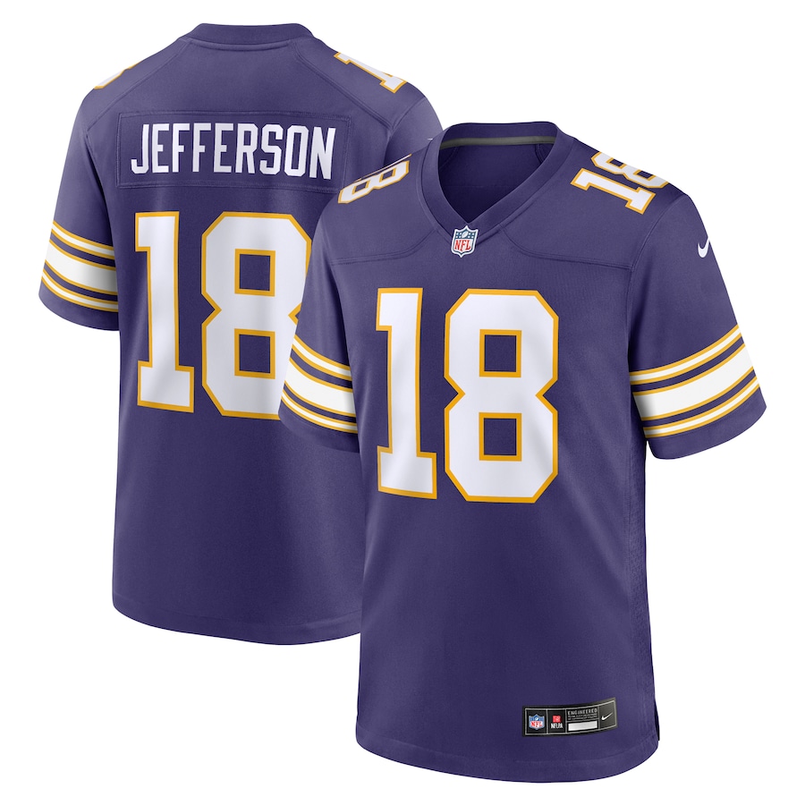 Mens Minnesota Vikings Justin Jefferson Purple Classic Player Game Jersey - myjerseyhub