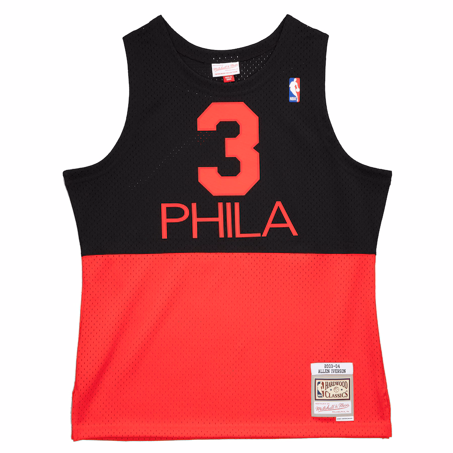 Men's Philadelphia 76ers Allen Iverson Mitchell & Ness Black 2003-2004 Hardwood Classics Reload 2.0 Swingman Jersey - myjerseyhub
