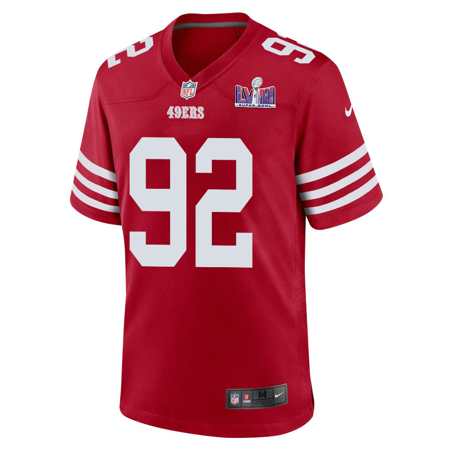 Chase Young 92 Signed San Francisco 49ers Super Bowl LVIII Game Men Jersey - Scarlet - myjerseyhub