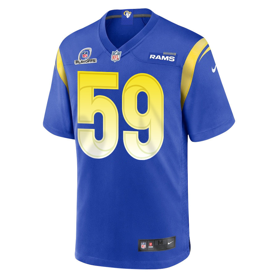 Troy Reeder 59 Los Angeles Rams 2023 Playoffs Patch Game Men Jersey - Royal - myjerseyhub