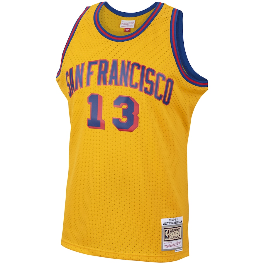 Men's San Francisco Warriors Wilt Chamberlain Mitchell & Ness Gold Hardwood Classics Swingman Jersey - myjerseyhub