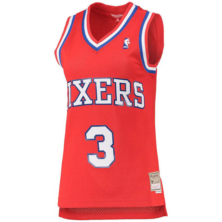 Women's Philadelphia 76ers Allen Iverson Mitchell & Ness Red 2002-03 Hardwood Classics Swingman Jersey - myjerseyhub