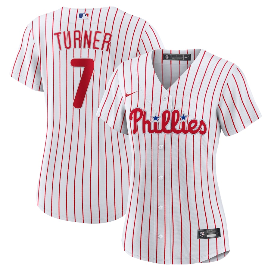 Women's Philadelphia Phillies Trea Turner White Home Replica Player Jersey - myjerseyhub