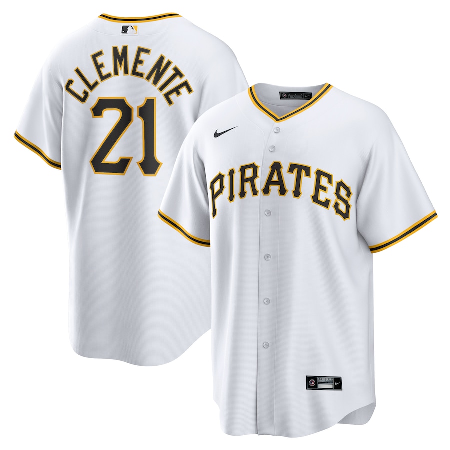Men's Pittsburgh Pirates Roberto Clemente White Home Replica Player Name Jersey - myjerseyhub