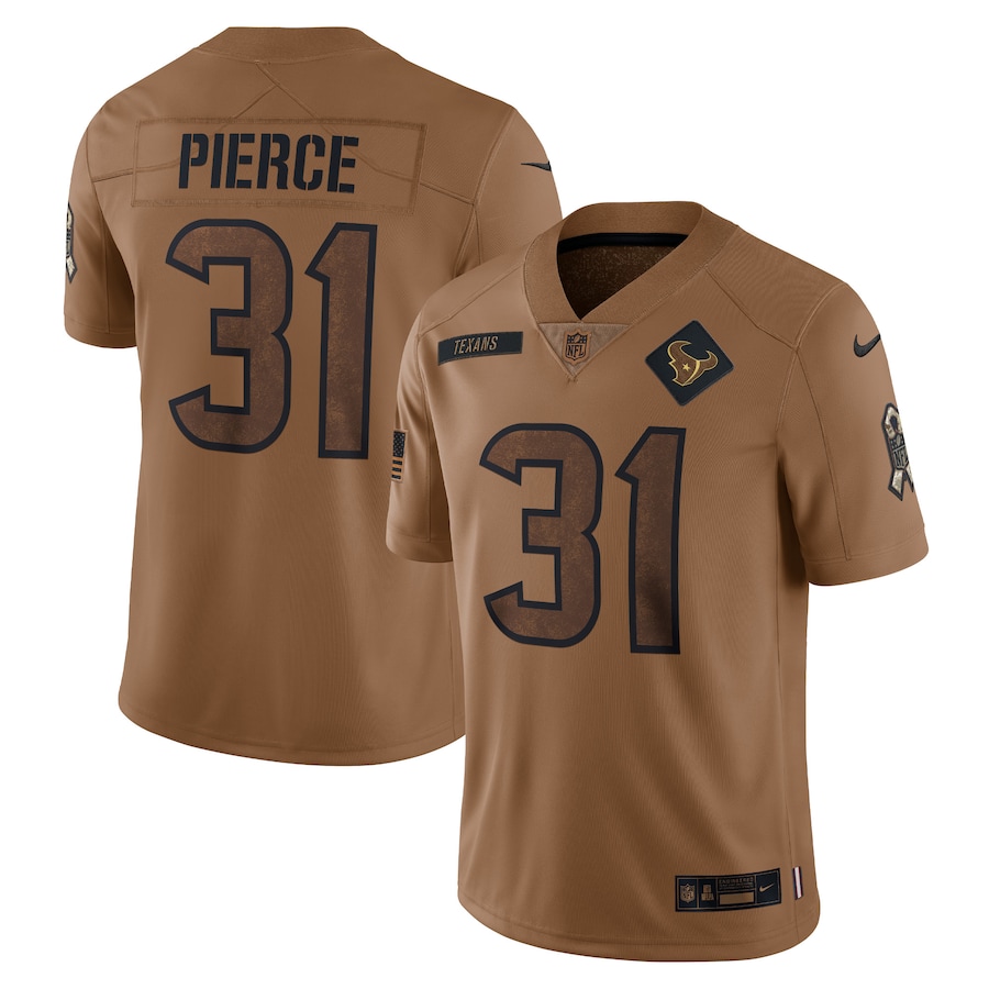 Mens Houston Texans Dameon Pierce Brown 2023 Salute To Service Limited Jersey - myjerseyhub