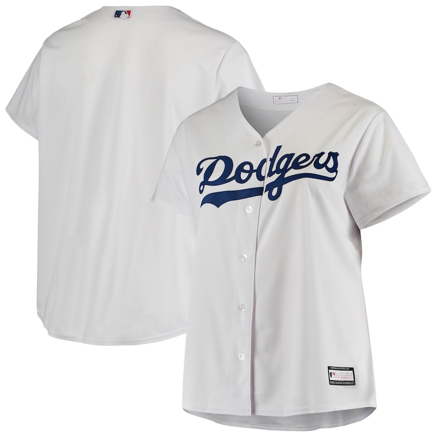 Women's Los Angeles Dodgers White Plus Size Sanitized Replica Team Jersey - myjerseyhub