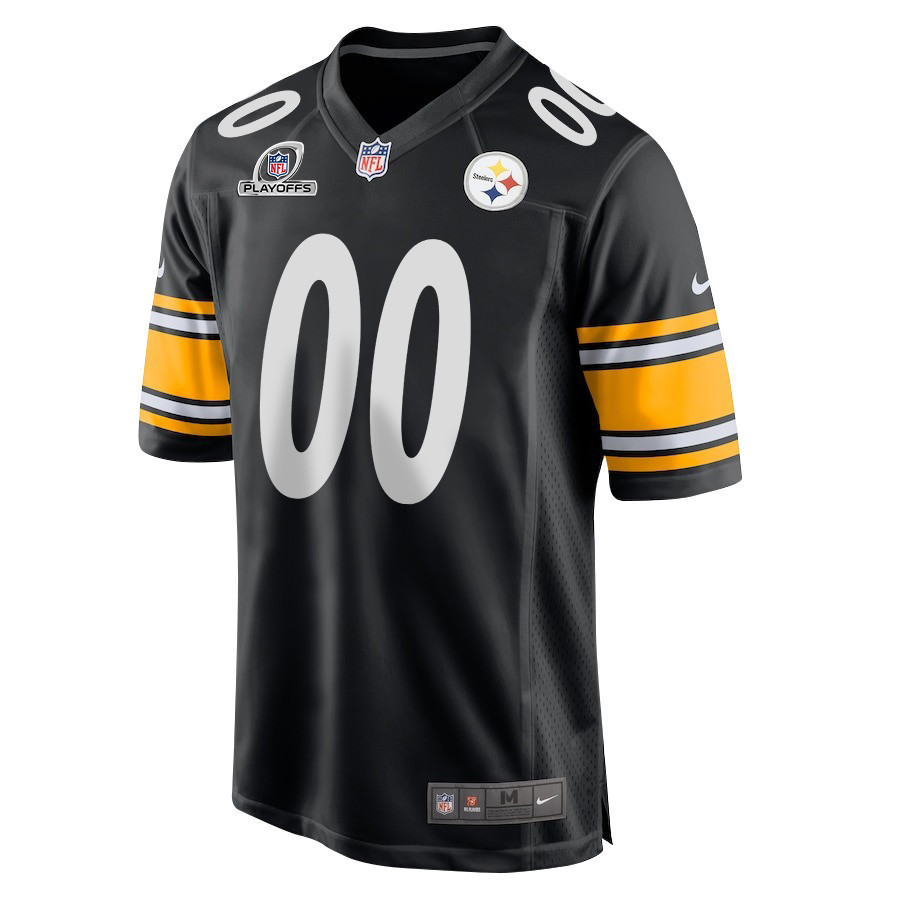 Pittsburgh Steelers 2023 Playoffs Patch Game Men Custom Jersey - Black - myjerseyhub