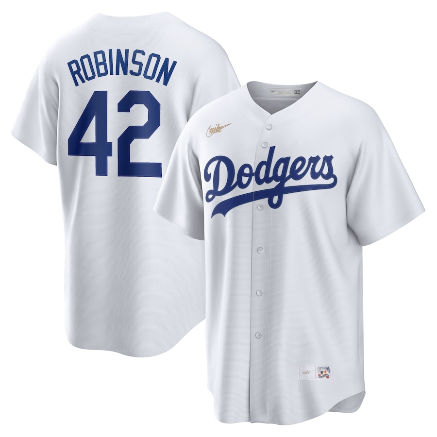 Men's Brooklyn Dodgers Jackie Robinson White Home Cooperstown Collection Player Jersey - myjerseyhub