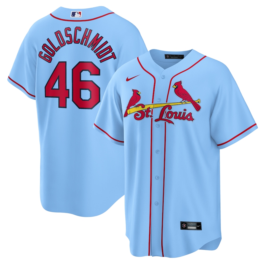 Men's St. Louis Cardinals Paul Goldschmidt Light Blue Alternate Replica Player Name Jersey - myjerseyhub