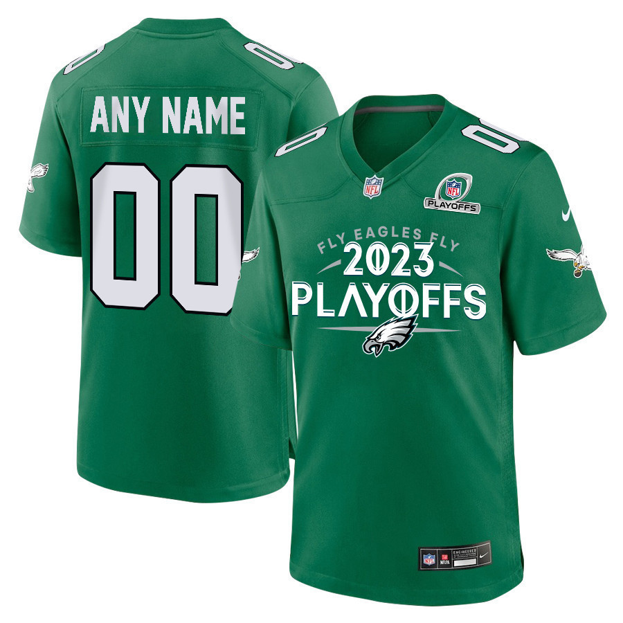 Philadelphia Eagles Fly Eagles Fly 2023 Playoffs Alternate Game Men Custom Jersey - Kelly Green - myjerseyhub