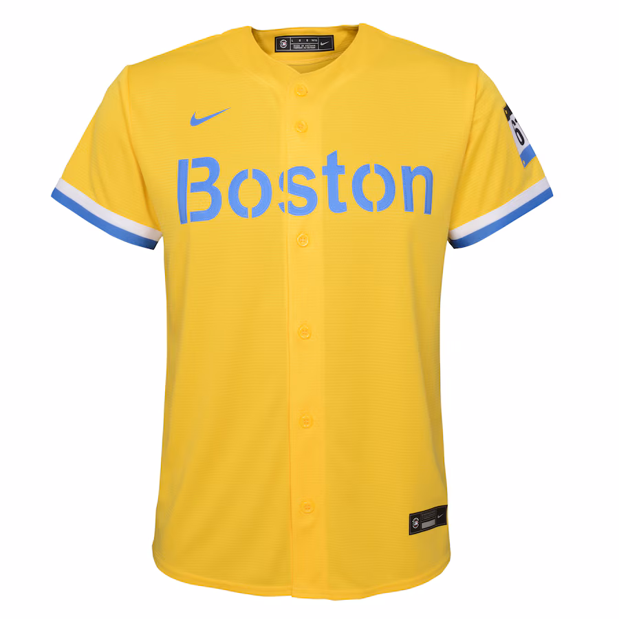 Youth Boston Red Sox Nike Gold/Light Blue City Connect Replica Team Jersey - myjerseyhub