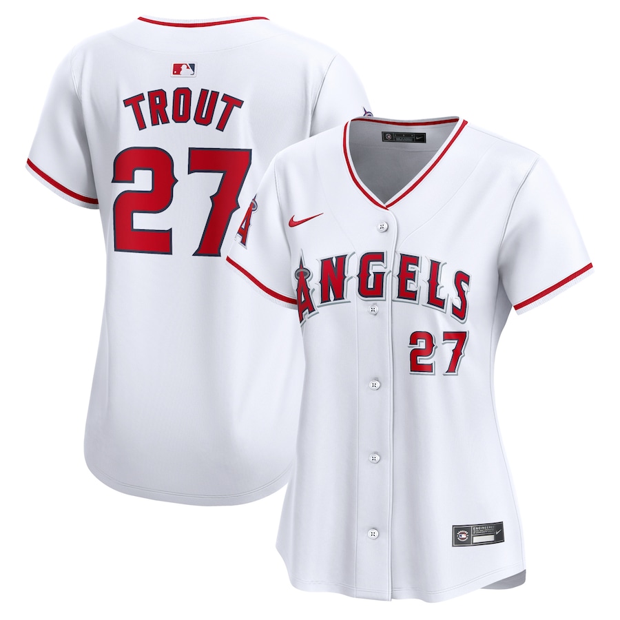 Women's Los Angeles Angels Mike Trout White Home Limited Player Jersey - myjerseyhub