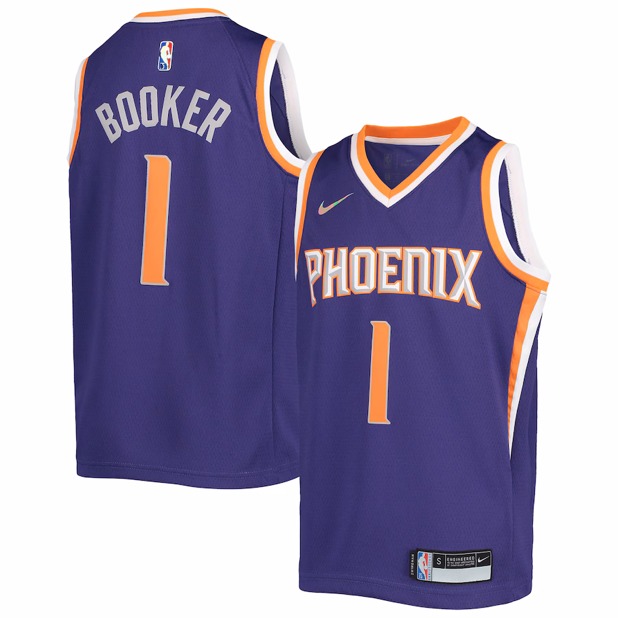 Youth Phoenix Suns Devin Booker Nike Purple 2021/22 Diamond Swingman Jersey - Icon Edition - myjerseyhub