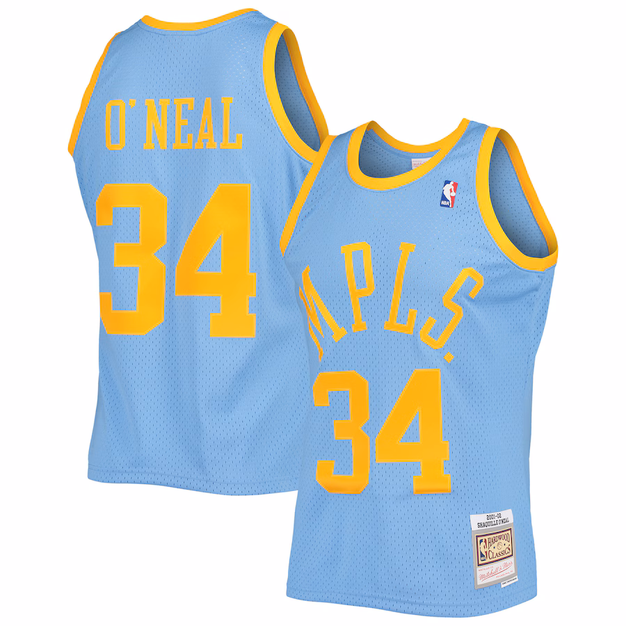 Men's Los Angeles Lakers Shaquille O'Neal Mitchell & Ness Powder Blue 2001/02 Hardwood Classics Swingman Jersey - myjerseyhub