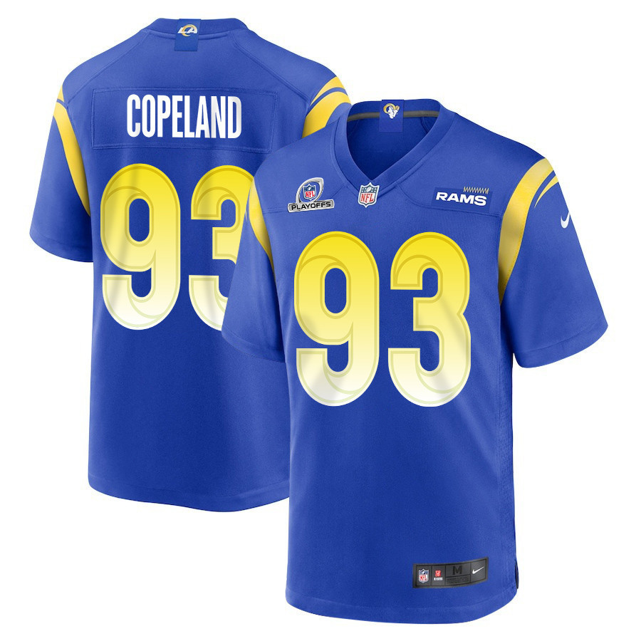 Marquise Copeland 93 Los Angeles Rams 2023 Playoffs Patch Game Men Jersey - Royal - myjerseyhub