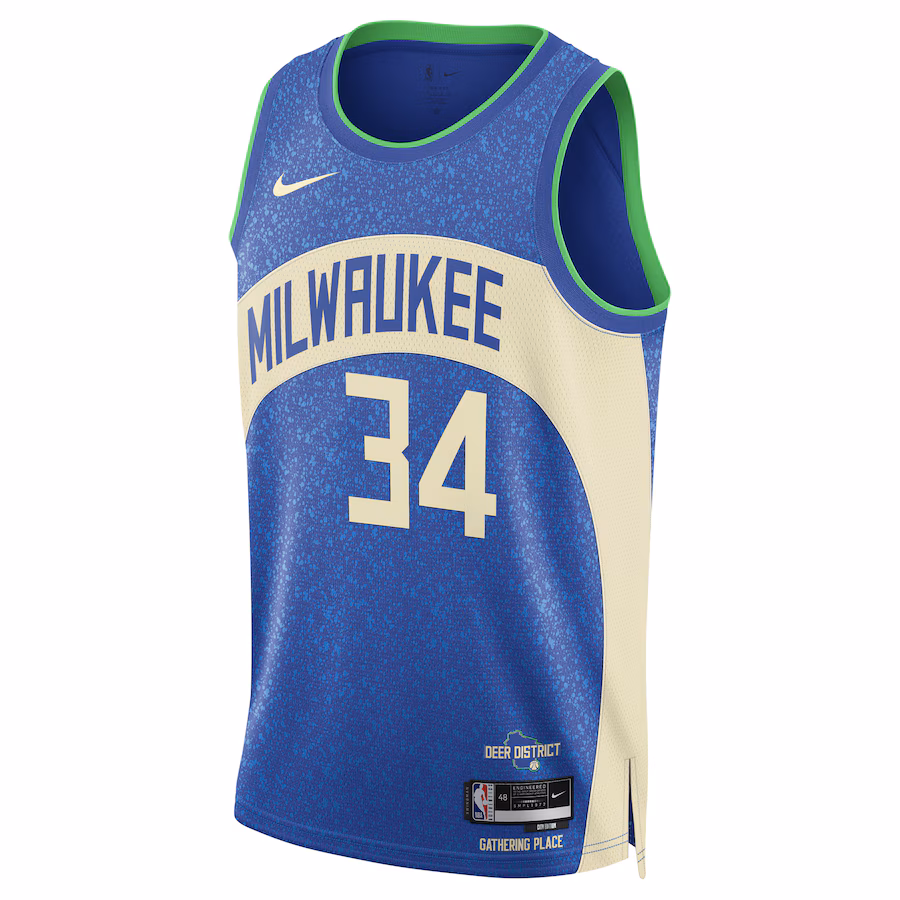 Unisex Milwaukee Bucks Giannis Antetokounmpo Nike Blue 2023/24 Swingman Jersey - City Edition - myjerseyhub