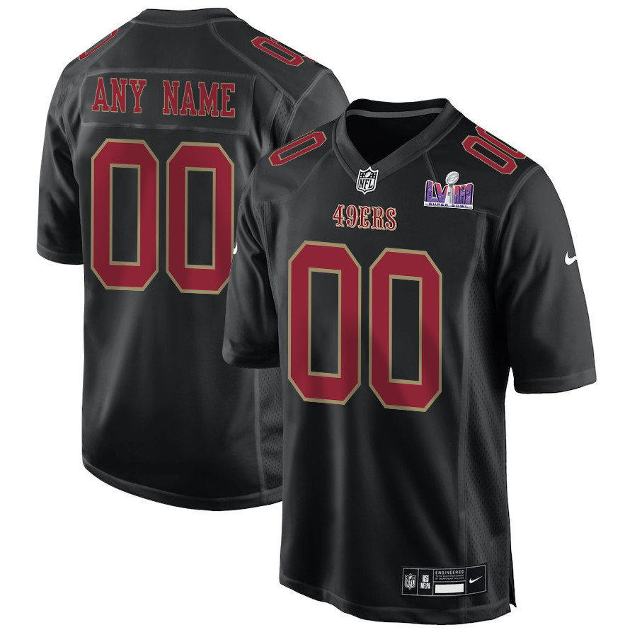 San Francisco 49ers Super Bowl LVIII Patch Fashion Game Men Custom Jersey - Carbon Black - myjerseyhub