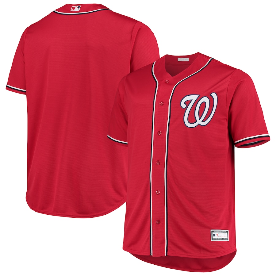Men's Washington Nationals Red Big & Tall Alternate Replica Team Jersey - myjerseyhub