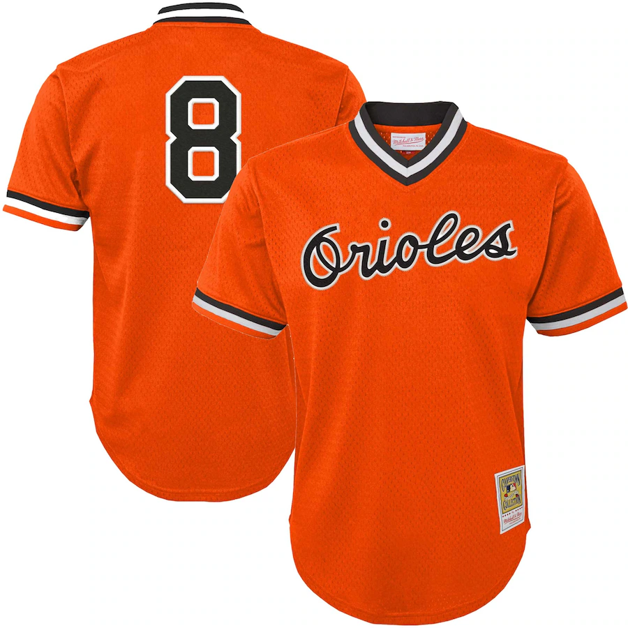 Youth Baltimore Orioles Cal Ripken Jr. Mitchell & Ness Orange Cooperstown Collection Mesh Batting Practice Jersey - myjerseyhub