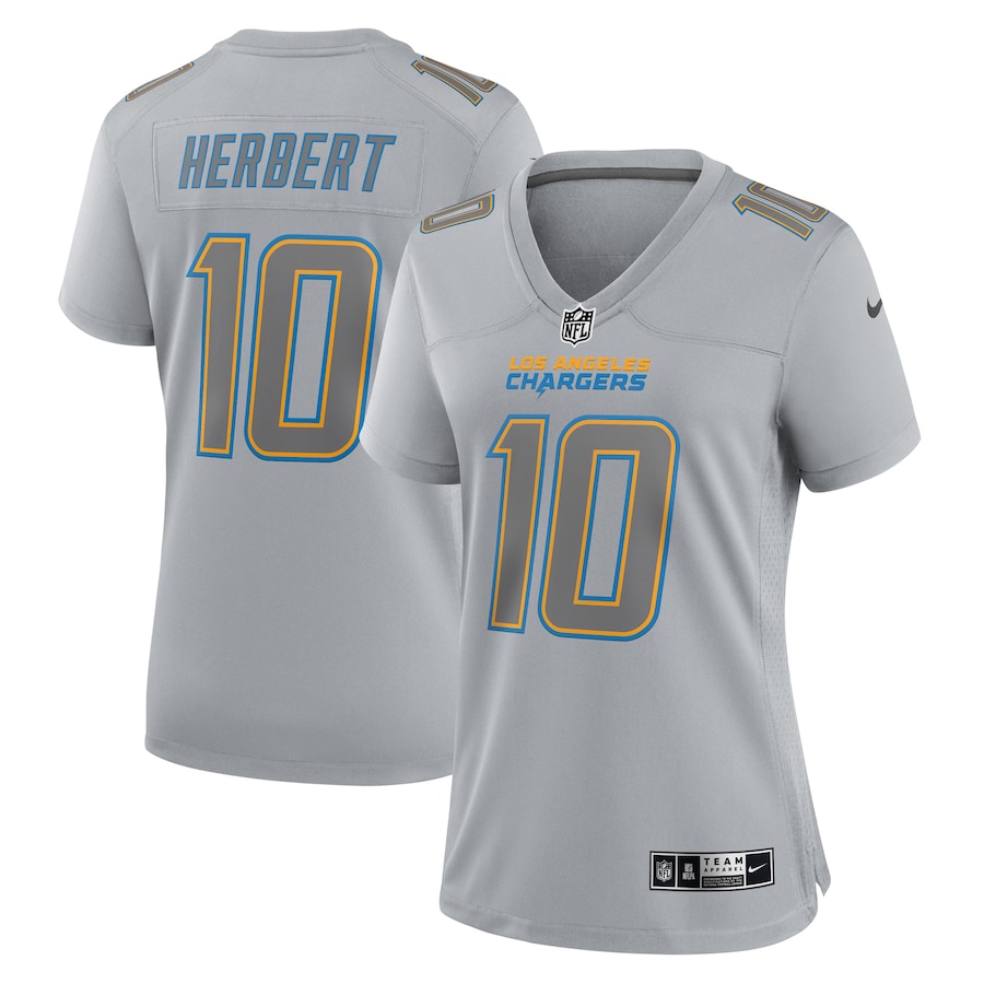 Womens Los Angeles Chargers Justin Herbert Gray Atmosphere Fashion Game Jersey - myjerseyhub