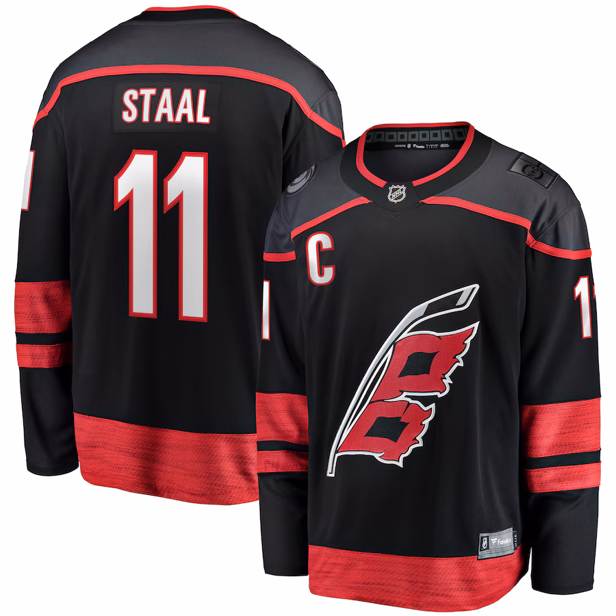 Jordan Staal Carolina Hurricanes Fanatics Home Captain Patch Breakaway Player Jersey - Black - myjerseyhub