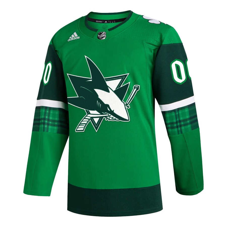 San Jose Sharks adidas St. Patrick's Day Authentic Custom Jersey - Kelly Green - myjerseyhub