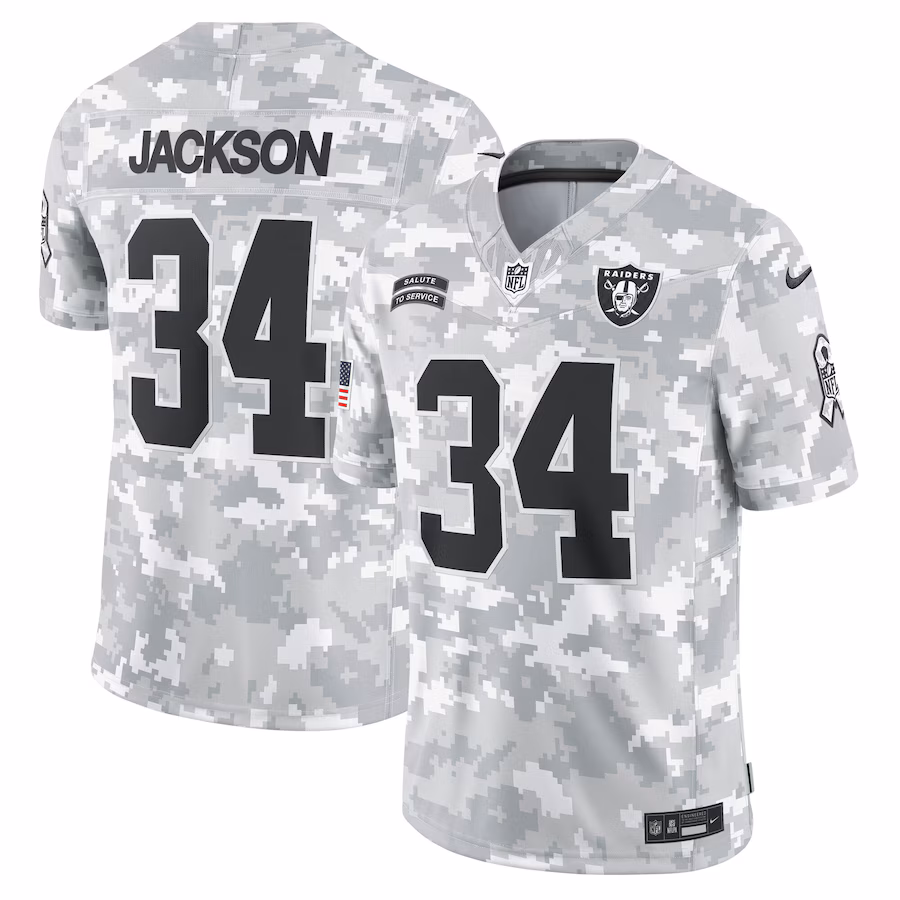 Bo Jackson Las Vegas Raiders Nike 2024 Salute to Service Retired Player Limited Jersey - Arctic Camo - myjerseyhub